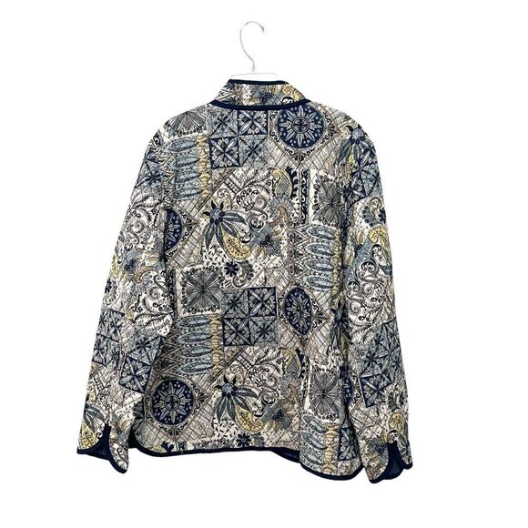 BonWorth Quilted Blue Paisley Floral Reversible Jacket Lighter Weight SZ Large - Picture 3 of 12
